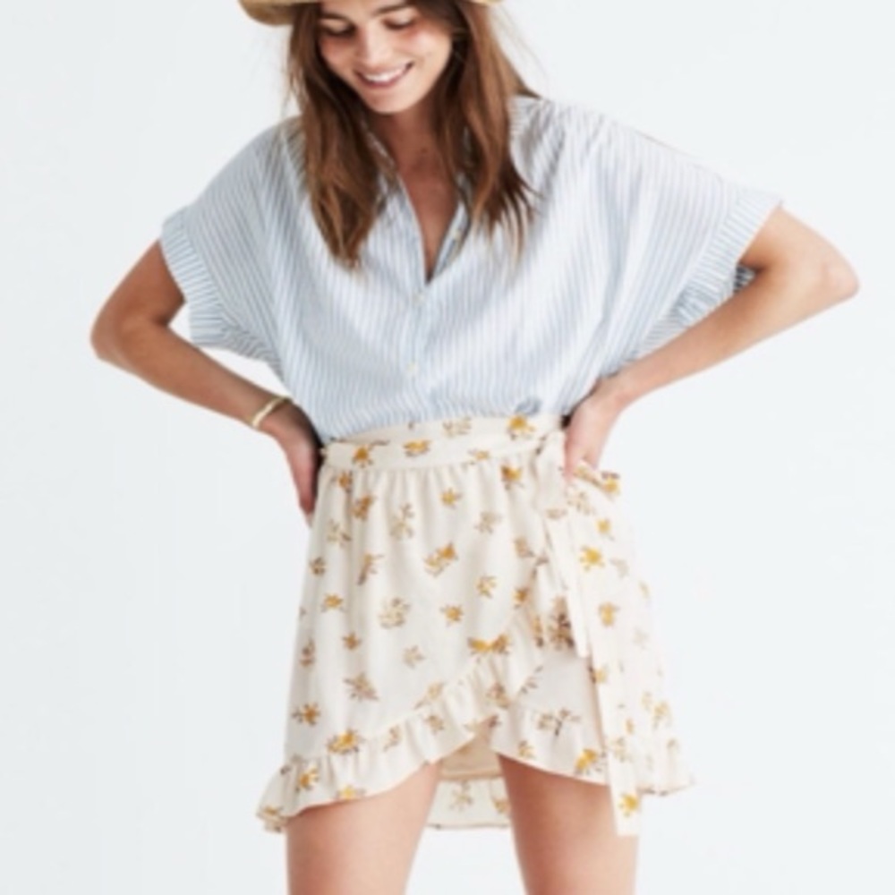 Madewell Wrap Fluttered Floral Mini Skirt